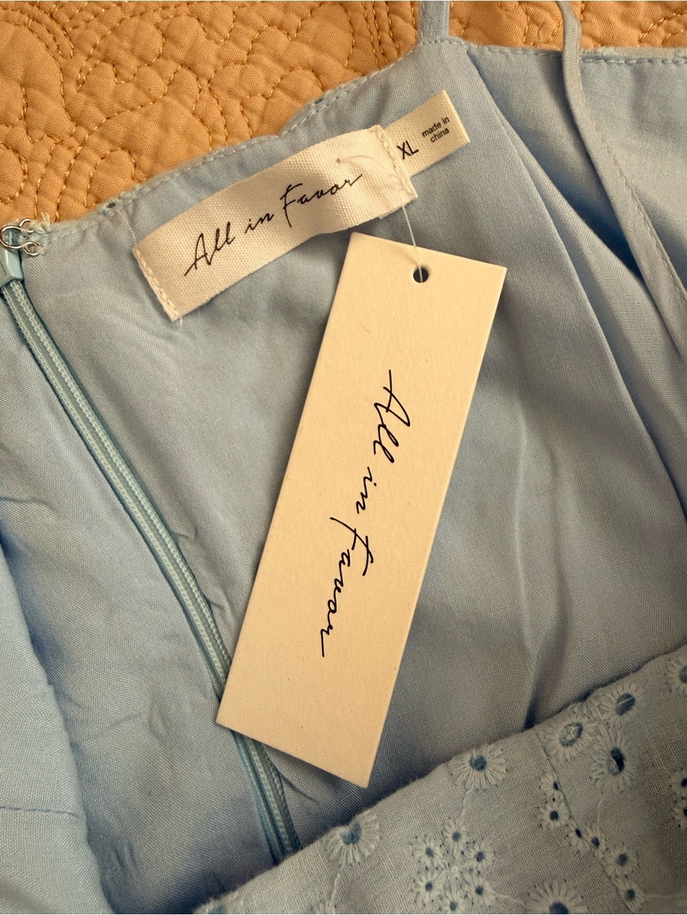 All In Favor Light 100% Cotton Shell Blue Eyelet Mini Dress - Picture 5 of 8
